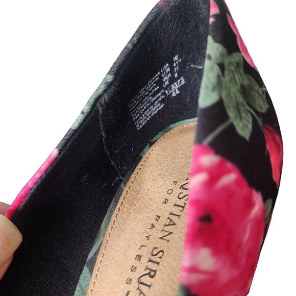 Christian Siriano Floral Pointed Toe Pump Pink Black Women's 10 - Picture 10 of 15